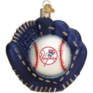 Old World Christmas Blown Glass Ornament for Christmas Tree, New York Yankees Baseball Mitt - 1 of 3