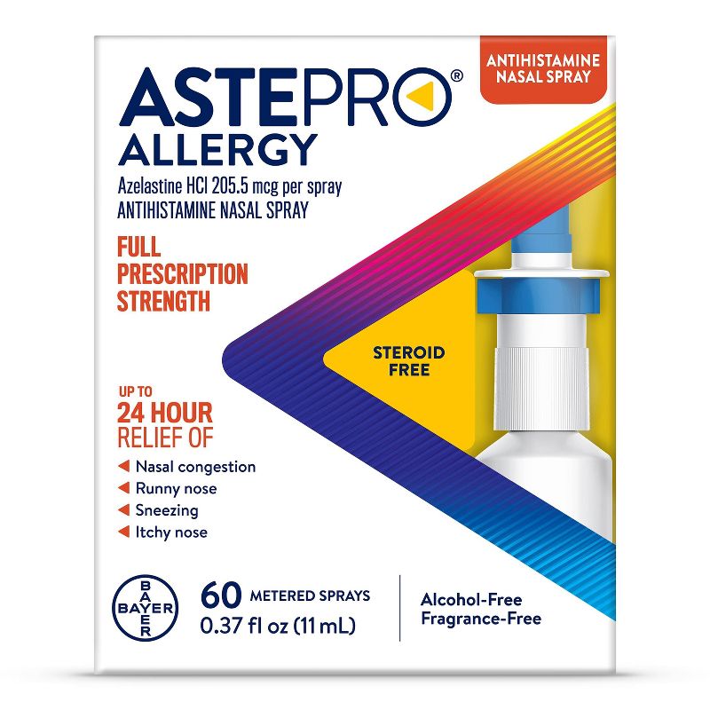 Astepro Azelastine Hydrochloride Allergy Steroid Free Antihistamine Nasal Spray - 60 Metered Sprays, 1 of 13