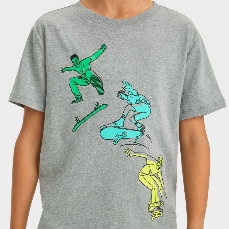 Boys' Short Sleeve Skateboard Riders Graphic T-Shirt - Cat & Jack™ Gray, 3 of 5
