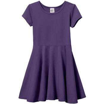 City Threads USA-Made Cotton Soft Girls Jersey Short Sleeve Twirly Skater Dress