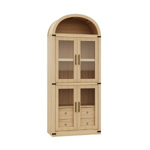 Arched Pantry Cabinet with Doors and 2 Drawers 71.4in Tall Wood Storage Cabinet for Kitchen Dining Room Bathroom - 1 of 4