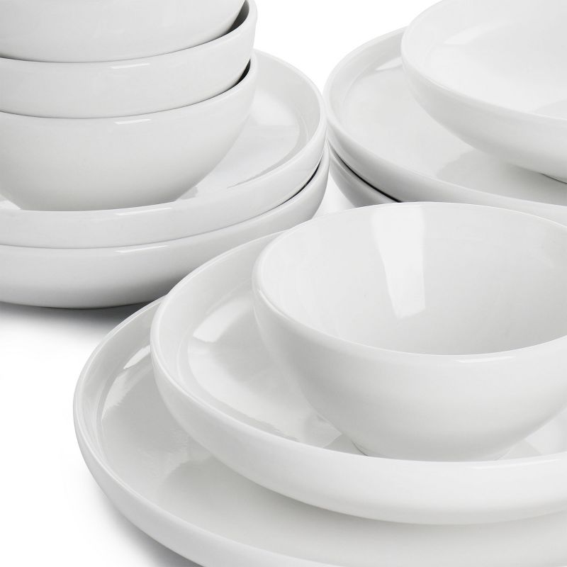 Gibson Home Oslo Peak 12 Piece Fine Ceramic Dinnerware Set in Bright White, 5 of 10