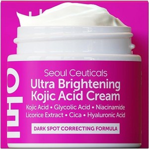 Seoul Ceuticals Korean Kojic Acid Cream Dark Spot Remover + Glycolic Acid + Niacinamide + Cica + HA Moisturizer - Cruelty Free K Beauty Skincare 2oz - 1 of 4