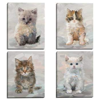 Set of 4 Pretty Kitty Unframed Wall Canvases - Masterpiece Art Gallery