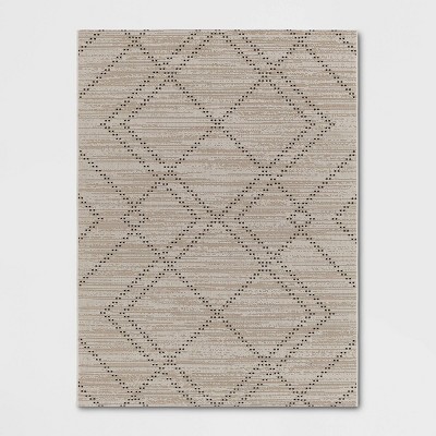 Dotted Diamonds Rectangular Woven Indoor Outdoor Area Rug Tan/Cream - Threshold™