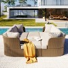 Carrie 5pcs Wicker Patio Dining Set with Coffee Table, Outdoor Furniture Set with Cushions, Loveseat Sofa and Ottoman - The Pop Home - 2 of 4
