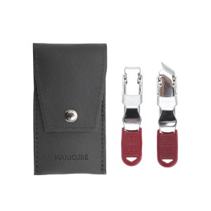Unique Bargains Mini Nail Clippers Set Toenail Clippers Silver Tone Red 1 Set - 1 of 4