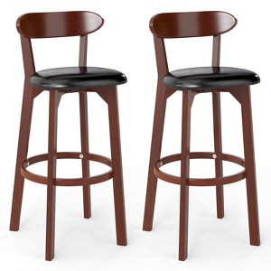 Costway 30.5" Bar Stool Set of 2/4 with Curved Backrest & Footrest Counter Height Stools - 1 of 1