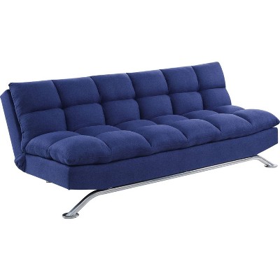 Adjustable Sofa with Tufted Seat and Metal Frame Blue - Benzara