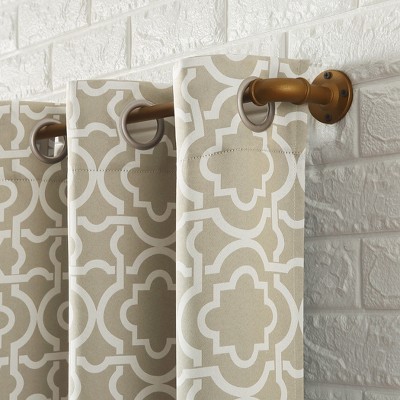 Taupe Blackout Polyester Geometric Trellis Window Curtain Panel 40" x 63"