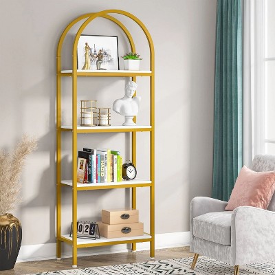 Hommoo Arched Bookcase Display Rack with Storage Shelves