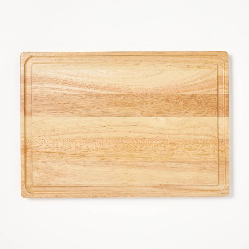 14&#34;x20&#34; Rubberwood Carving Board with Juice Groove Natural - Figmint&#8482;, 1 of 6
