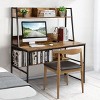 Tangkula Mufti-Functional Computer Desk PC Workstation with Open Bookcase Natural/ Rustic Brown/ Coffee - 2 of 4