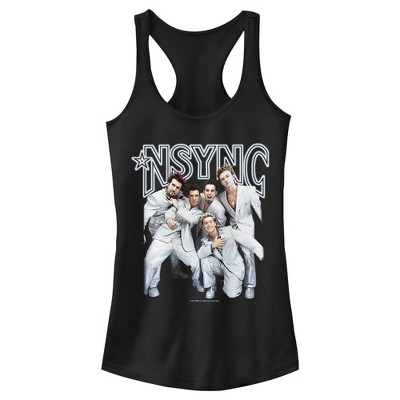 Juniors Womens NSYNC Iconic White Suits Racerback Tank Top