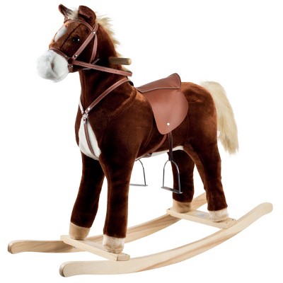 Toy Time Kids' Plush Rocking Horse with Saddle - Brown