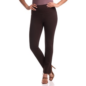 Rekucci Women's Secret Figure Pull On Knit Slim Straight Leg Pant with Wide Waist - 1 of 4