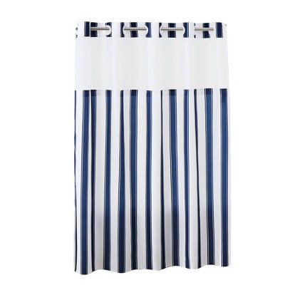 Striped Shower Curtain with Liner Navy - Hookless