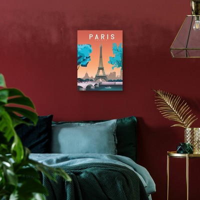 Paris Eiffel Tower and Seine River Canvas Art Print