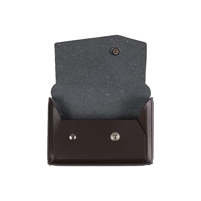 JAM Paper Italian Leather Business Card Holder Case with Angular Flap Dark Brown Sold Individually, 3 of 5