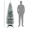 6' Snow Flocked Artificial Pencil Christmas Tree, Slim Xmas Tree with Realistic Branches and Plastic Base Stand for Indoor Decoration - 3 of 4