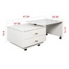Kumasinova Extandable Mobile Coffee Table with 2 Drawers,Modern 2-Toned Center Table Cocktail Table for Living Room,Length Adjustable,White - 2 of 4