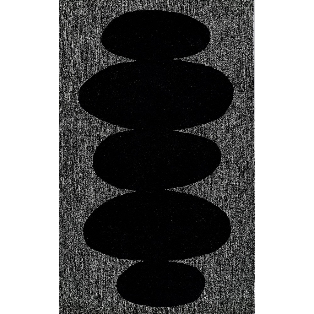 Momeni 9'x12' Simba Sculpture Handtufted Area Rug Black: Wool, Geometric, Medium Pile, Indoor, Rectangle, Cotton & Latex Backing