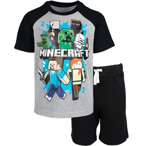 Minecraft Creeper Graphic T-Shirt and French Terry Shorts Outfit Set Little Kid - 1 of 4