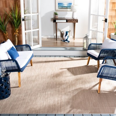 Beige Rectangular Stain-Resistant Synthetic Area Rug