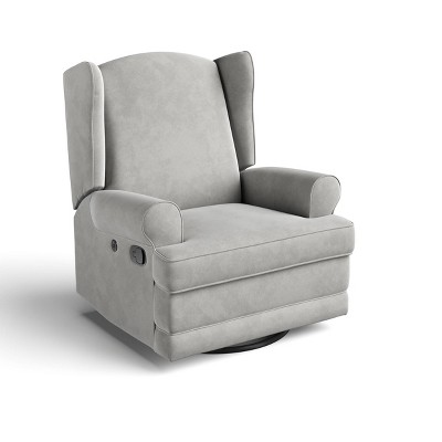 Storkcraft Serenity Wingback Upholstered Side Lever Reclining Glider with USB Charging Port - Steel