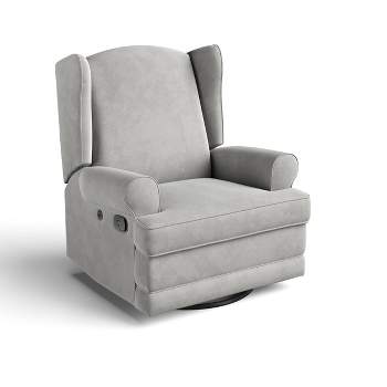 Storkcraft Serenity Wingback Upholstered Reclining Glider with USB Charging Port