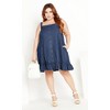 Women's Plus Size Island Denim Dress - mid wash | CITY CHIC - 3 of 4