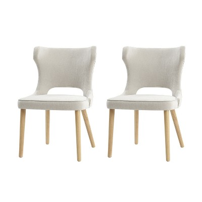 Leticia Mid-century Modern Wingback Dining Chair with Solid Wood Legs Set of 2|ARTFUL LIVING DESIGN-Grey