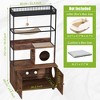 Large Cat Litter Box Enclosure with Shelf - Multi-Functional Wooden Cabinet w/Cat Condo, Sisal Hammock & Play Ball for Multi-Cat Homes - 2 of 4