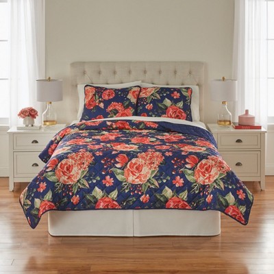Brylanehome Rosie Quilt Set - Twin, Floral Navy : Target
