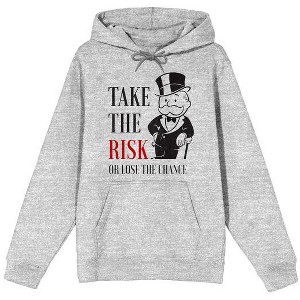 Monopoly Take The Risk Adult Athletic Heather Long Sleeve Hooded Sweatshirt - 1 of 2