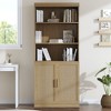 Modern Minimalist Wood Grain Decorative Storage Cabinet Combination Cabinet with 6 Shelves, Open Bookshelf Storage Cabinet - 2 of 4