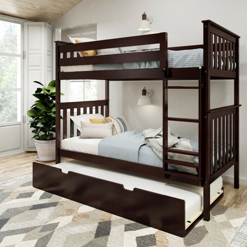 Plank beam Twin Over Twin Bunk Bed With Storage Trundle For Adults kids Espresso Target