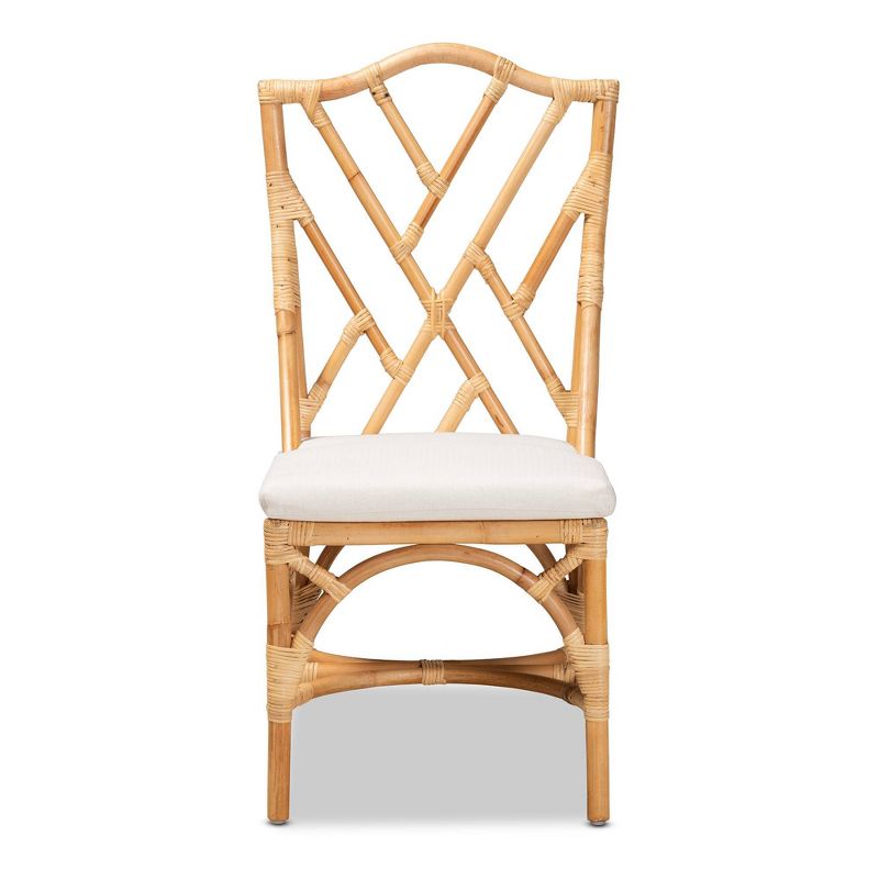 Sonia Rattan Chair Natural/White - bali & pari: Handmade, Comfort Cushion, No Assembly Required, 3 of 12