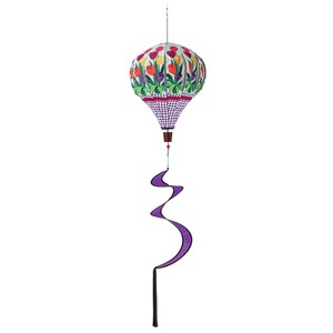 Evergreen Buffalo Check Tulips Burlap Balloon Spinner- 15x55x15 in Durable and Well Made Home and Garden Decor - 1 of 4