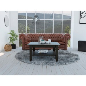 Wengue Rectangle Coffee Table with 1 Bottom Shelf, Modern Minimalist Design for Versatile Living Room Use - 1 of 4