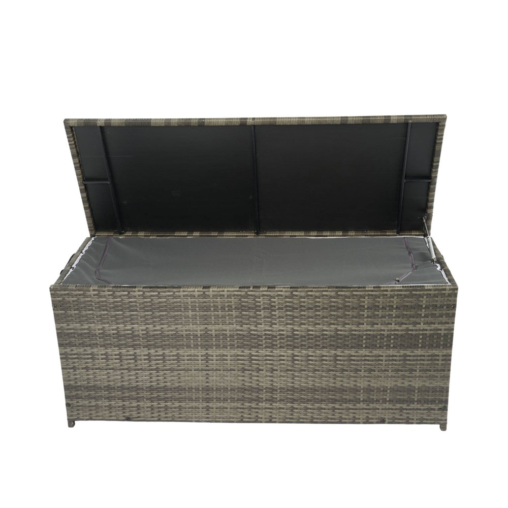 Photos - Garden & Outdoor Decoration WELLFOR 113 gal Rattan Patio Deck Box Gray