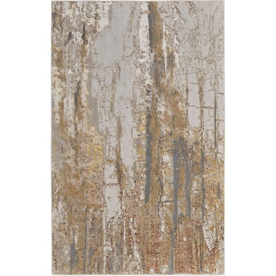 Aura Modern Abstract Ivory/Gold/Brown Area Rug