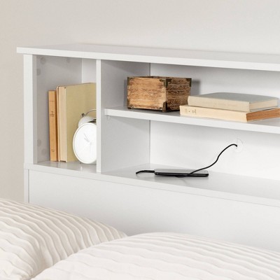 Pure White Queen Bookcase Headboard with Storage