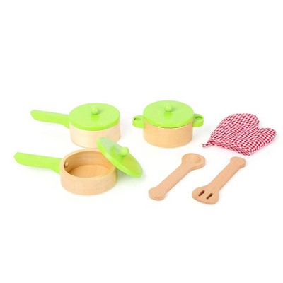 wooden pots and pans for childrens kitchen