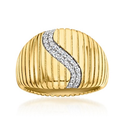 Ross-Simons 0.20 ct. t.w. Diamond Wave Ring in 18kt Gold Over Sterling
