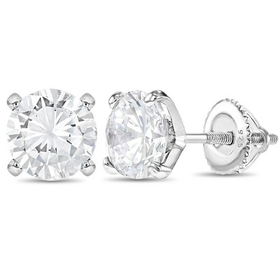 Women's Sterling Silver Cubic Zirconia Round Halo Button Stud Earrings - A  New Day™ Silver/clear : Target