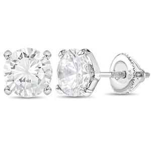 Girls' 6mm Prong Set Screw Back Sterling Silver Earrings - In Season Jewelry - 1 of 4