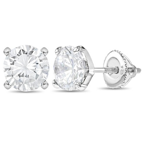 Girl's Classic Setting Solitaire Screw Back Sterling Silver Earrings - In  Season Jewelry : Target