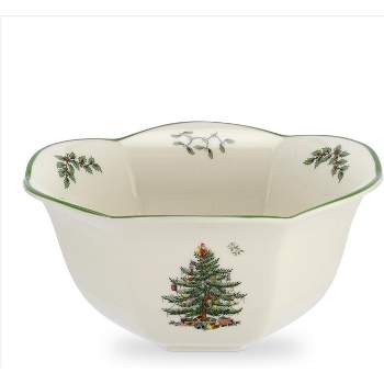 Spode Christmas Tree Hexagonal Nut Bowl, 7 Inch Decorative Bowl for Nuts, Candy and Christmas Treats