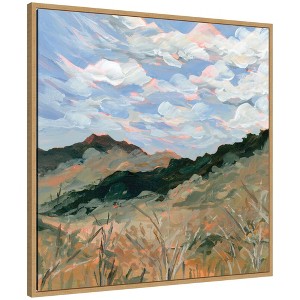 Kate and Laurel Framed Canvas Wall Art Print Arkasas by Emily Kenney, 30 x 30 Sylvie Natural Frame, Rustic Farmhouse, Landscape Art for Wall Decor - 1 of 4